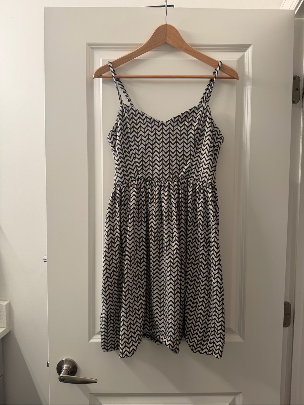 Xhilaration Black and cream Chevron Spaghetti Strap Mini Dress